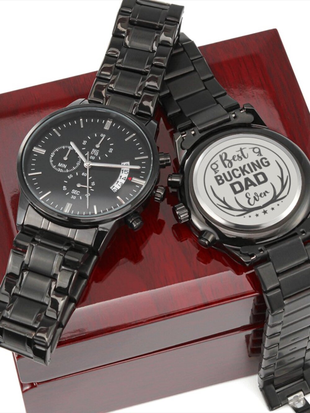 Best Bucking Dad Engraved Stainless Steel Watch Inspirational Message Luxury